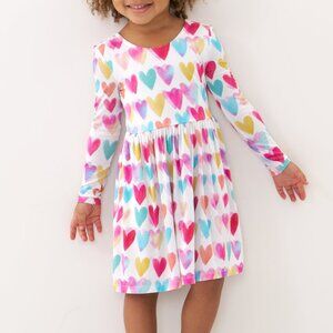 Little Sleepies Watercolor Love Bow Back Skater Dress